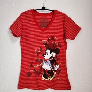 Disney Red Striped Minnie Mouse Tee, Size M